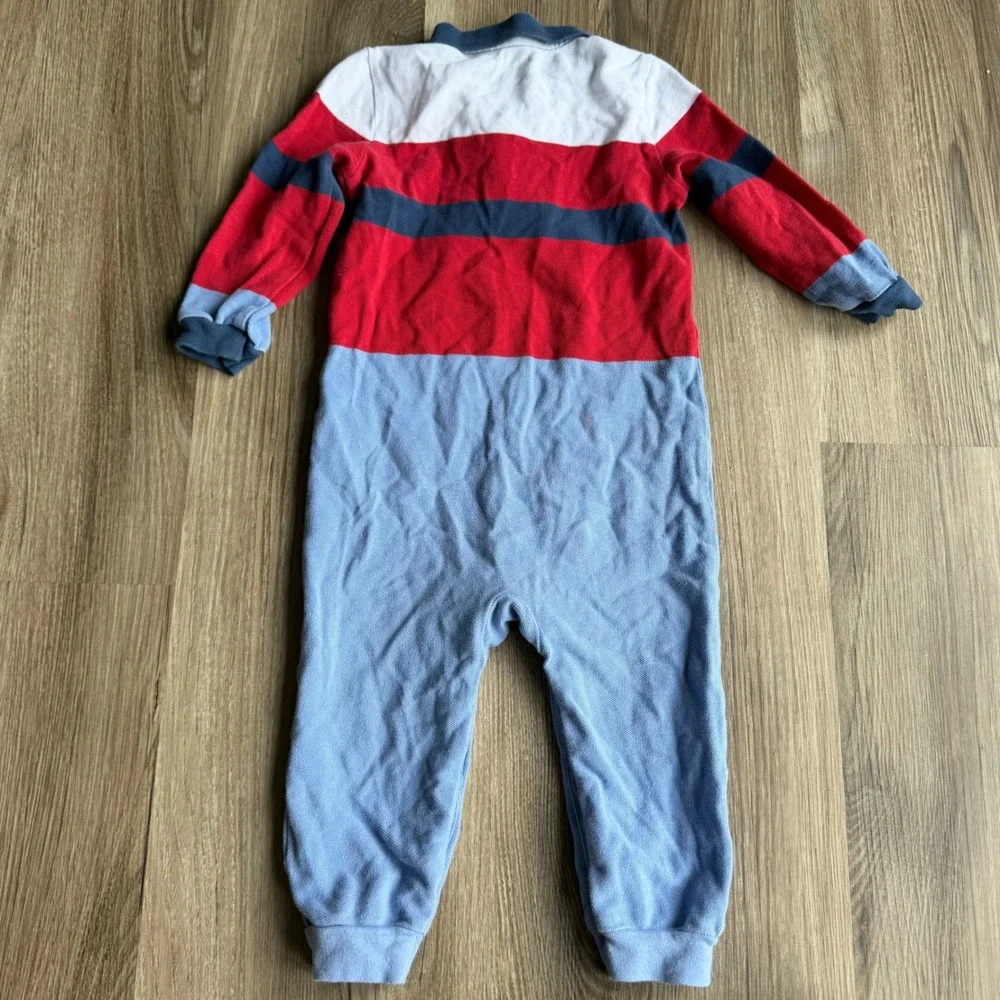 Ralph Lauren Baby‎ Boys Striped Polo Romper Coverall Red White Blue 18M